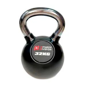 Гиря обрезиненная с хромированной ручкой Original FitTools 32 кг