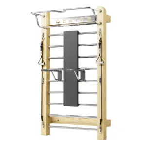 Шведская стенка из шпона дуба с эспандерами, брусьями и скамьей Desire Eco Slab Plus