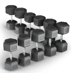 Ряд гексагональных гантелей обрезиненных Unix Fit от 27,5 до 50 кг