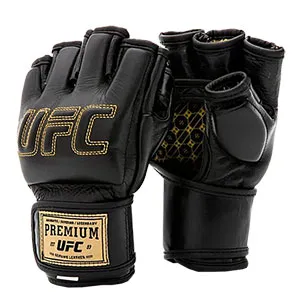 Премиальные MMA тренировочные перчатки UFC 6 унций чёрные L/XL