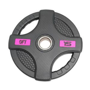 Original FitTools Диск олимпийский обрезиненный черный с двумя хватами 15 кг