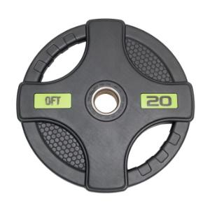 Original FitTools Диск олимпийский обрезиненный черный с двумя хватами 20 кг