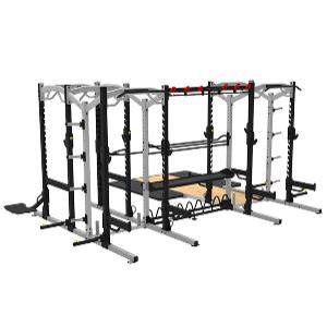 Aerofit SE-H4 Три частичные силовые рамы SE5001 и Силовая рама SE5002 соединенные между собой при помощи перекладин и дополнены модулями