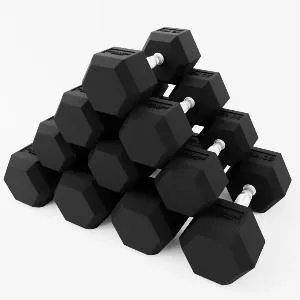 Набор гексагональных обрезиненных гантелей Bronze Gym 2,5–25 кг, 10 пар, шаг 2,5 кг