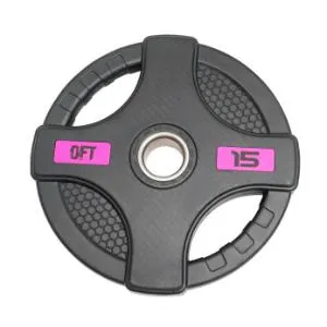 Диск олимпийский обрезиненный Original FitTools 15 кг черный с двумя хватами