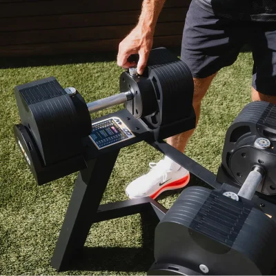 Гантель регулируемая MX Select MX55 EVO, рифленая стальная рукоять, вес 4.9-25.3 кг, 1 шт