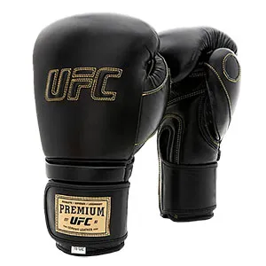 Премиальные тренировочные перчатки на липучке UFC чёрные 12 Oz