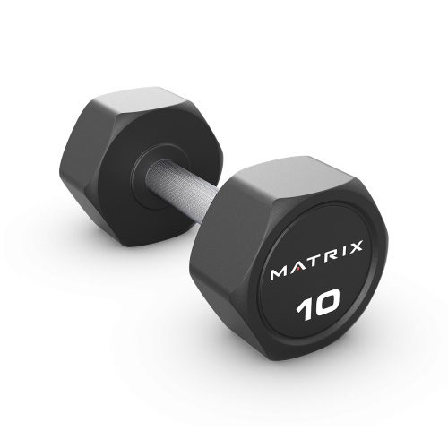 Набор гексагональных уретановых гантелей Matrix Fitness Urethane Hex Studio DB Set от 1 до 10 кг, шаг 1 кг, 10 пар