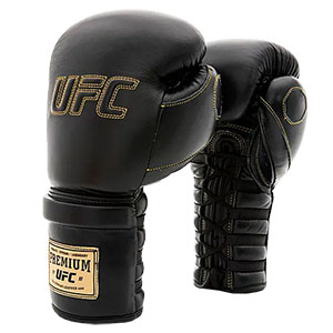 Купить UFC Премиальные тренировочные перчатки на шнуровке черные - 16 Oz в Москве