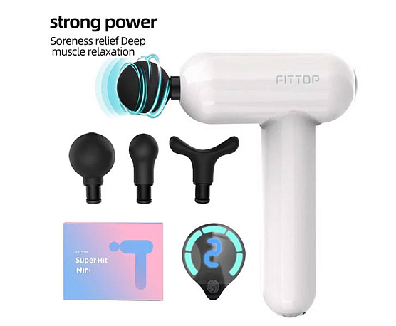 Перкуссионный массажер Fittop SuperHit Mini белый фото2