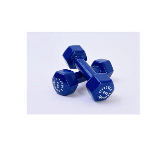Гантель в виниловой оболочке Original FitTools 2 кг синий фото1