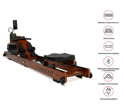 Гребной тренажер Unix Fit Wood Rower Dark
