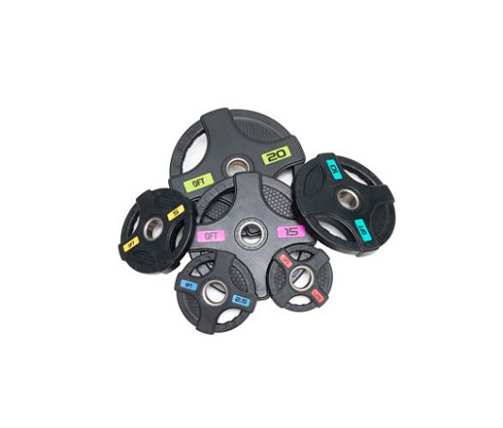 Диск олимпийский обрезиненный Original FitTools 20 кг черный с двумя хватами фото6