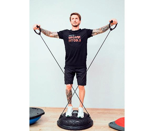 Полусфера гимнастическая надувная Original FitTools R3 с эспандерами и насосом