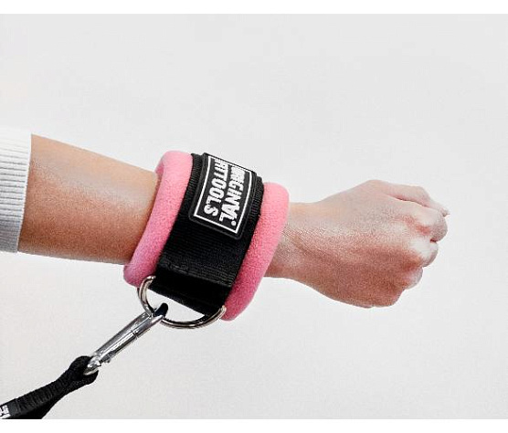 Ремень для тренировки мышц рук регулируемый Original FitTools (D-кольцо) розовый фото3