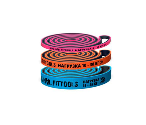 Набор из трех двуцветных эспандеров Original FitTools 208 см