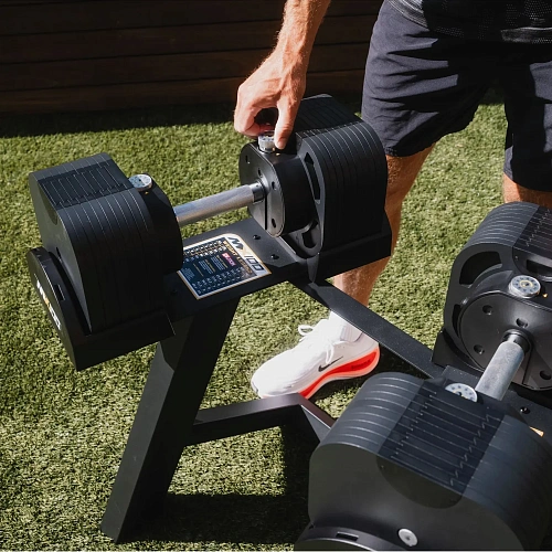 Гантель регулируемая MX Select MX55 EVO, эргономичная прорезиненная рукоять, вес 4.9-25.3 кг, 1 шт