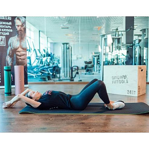Купить Original FitTools Коврик для йоги 10 мм двухслойный TPE черно-зеленый в Москве