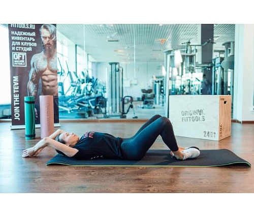 Коврик для йоги Original FitTools 10 мм двухслойный TPE черно-зеленый