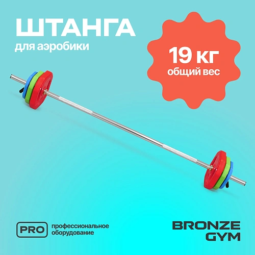 Штанга для аэробики Bronze Gym БОДИПАМП (гриф,весовые диски 2x1,25кг,2x2,5кг,2x5кг,пара замков)