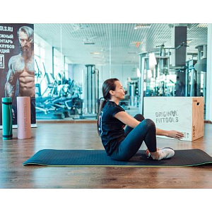 Купить Original FitTools Коврик для йоги 10 мм двухслойный TPE черно-зеленый в Москве