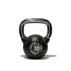 Купить Гиря Original FitTools Гиря 10 кг с хромированной ручкой полиуретановая (CPU) в Москве