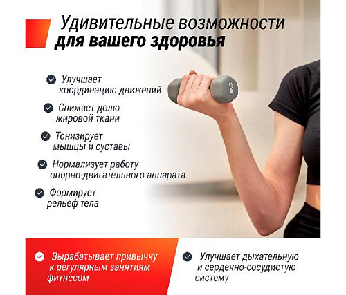 Гантель неопреновая Unix Fit 1 кг / шт. Grey