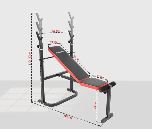 Силовая скамья со стойками Unix Fit BENCH 120
