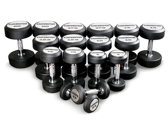 Комплект круглых гантелей (8 пар) Desire Rubber Dumbbells