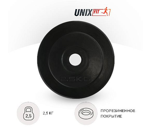 Диск обрезиненный Unix Fit 2.5 кг, 25 мм