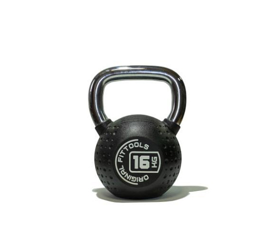 Гиря Original FitTools Гиря 16 кг с хромированной ручкой полиуретановая (CPU)