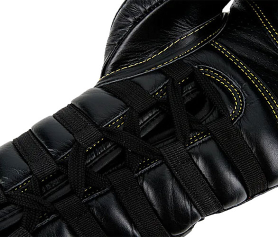 Премиальные тренировочные перчатки на шнуровке UFC черные 16 Oz фото2