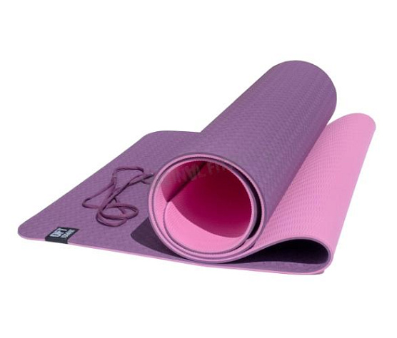 Коврик для йоги TPE Original FitTools 6 мм двуслойный бордово-розовый фото3