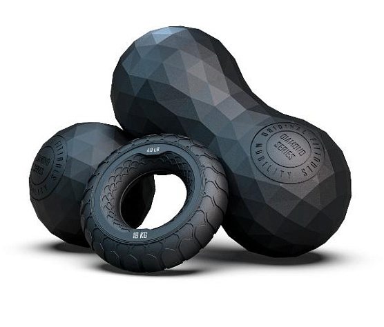 Original FitTools Набор из двух массажных мячей с кистевым эспандером черный