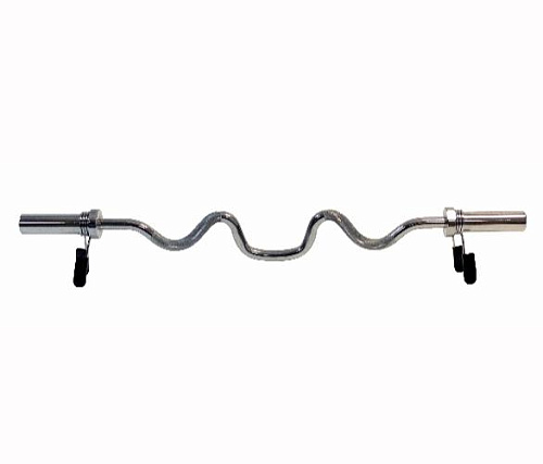 Купить Гриф олимпийский сильноизогнутый Rebel Fitness хромированный 47 с замками в Москве