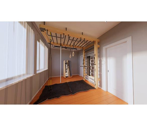 Шведская стенка Desire ECO PLUS SKY (с рукоходом, эспандерами, брусьями и скамьей)