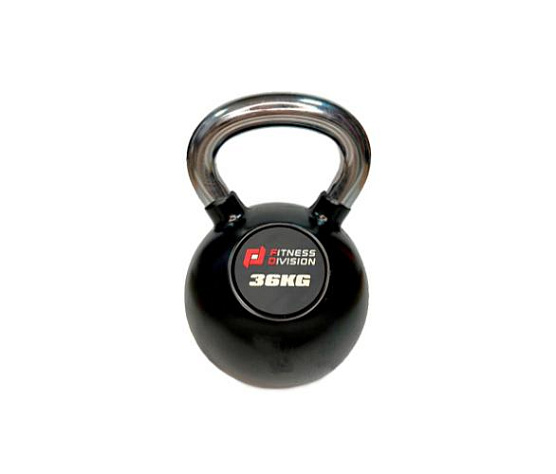 Гиря обрезиненная с хромированной ручкой Original FitTools 36 кг