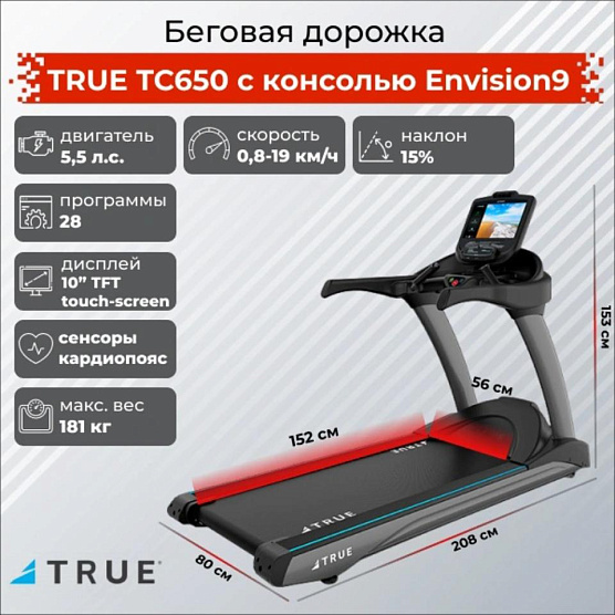 Беговая дорожка True Fitness TC650 c консолью Envision9 фото1