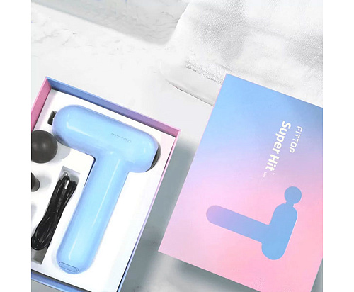 Перкуссионный массажер Fittop SuperHit Mini голубой