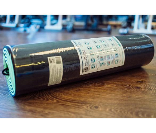 Коврик для йоги Original FitTools 10 мм двухслойный TPE черно-зеленый