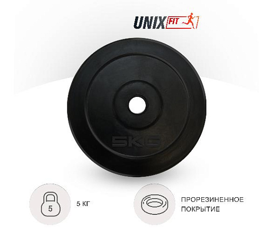 Диск обрезиненный Unix Fit 5 кг, 25 мм фото1