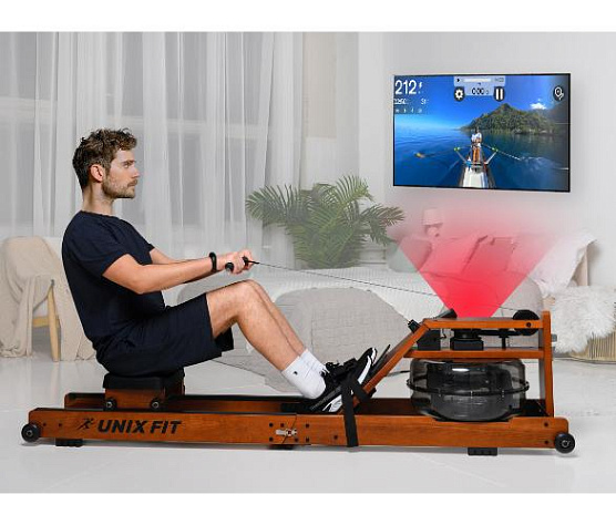 Гребной тренажер Unix Fit Wood Rower Dark фото4