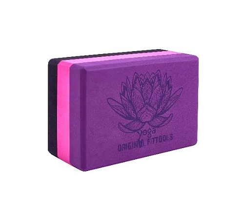 Блок для йоги трехцветный премиум Original FitTools