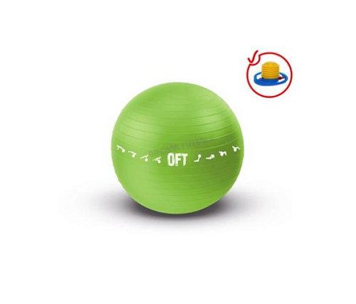 Купить Гимнастический мяч Original FitTools 65 см зеленый для коммерческого использования с насосом в Москве