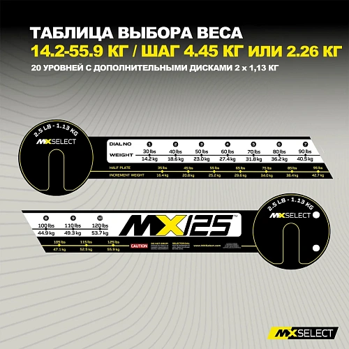 Комплект штанг регулируемых MX Select MX125 EVO, 14.2 – 55.9 кг, 2 шт со стойкой