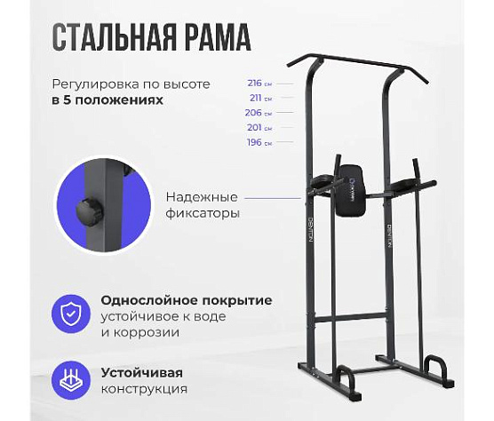 Турник Oxygen DENTON домашний черный фото3