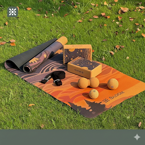 Набор для йоги из натуральной пробки Bloom LB7109/WO