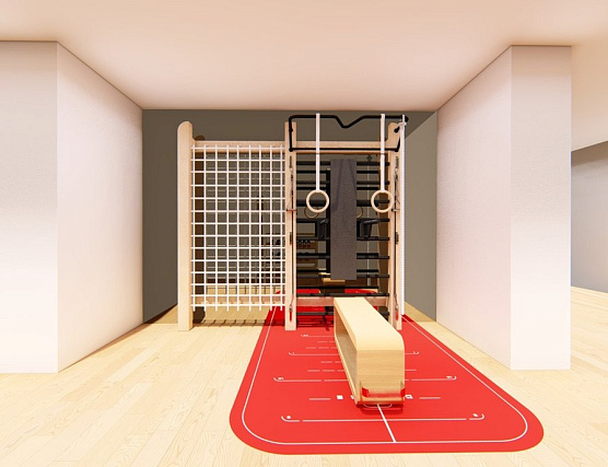 Шведская стенка с брусьями, скамьей, веревочной лестницей и амортизаторами Desire Eco Plus Family фото2