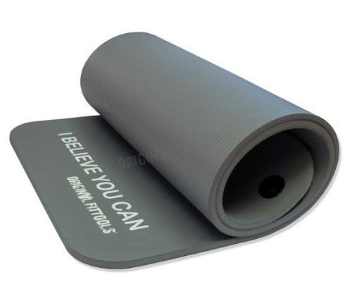 Мат для аэробики NBR Original FitTools 12,5 мм серый с кольцами