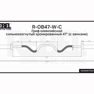 Купить Rebel Fitness Гриф олимпийский сильноизогнутый хромированный 47&quot; с замками в Москве